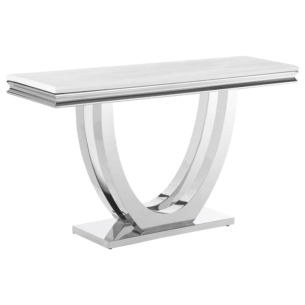 Kerwin U-base Sintered Stone Top Entryway Sofa Console Table Chrome