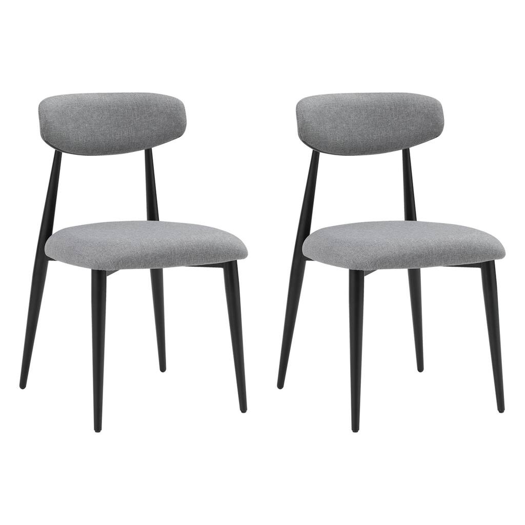 Set of 2 Dining Chairs with Curved Backrest Round Upholstered