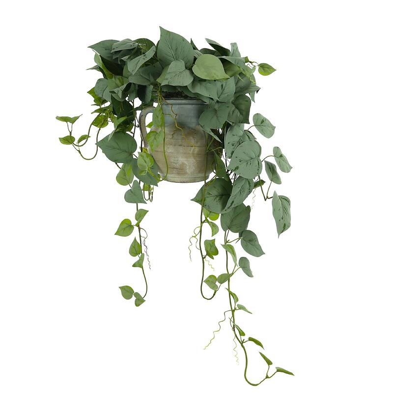 Frosted Ivy Arrangement in a Clay Pot - Green