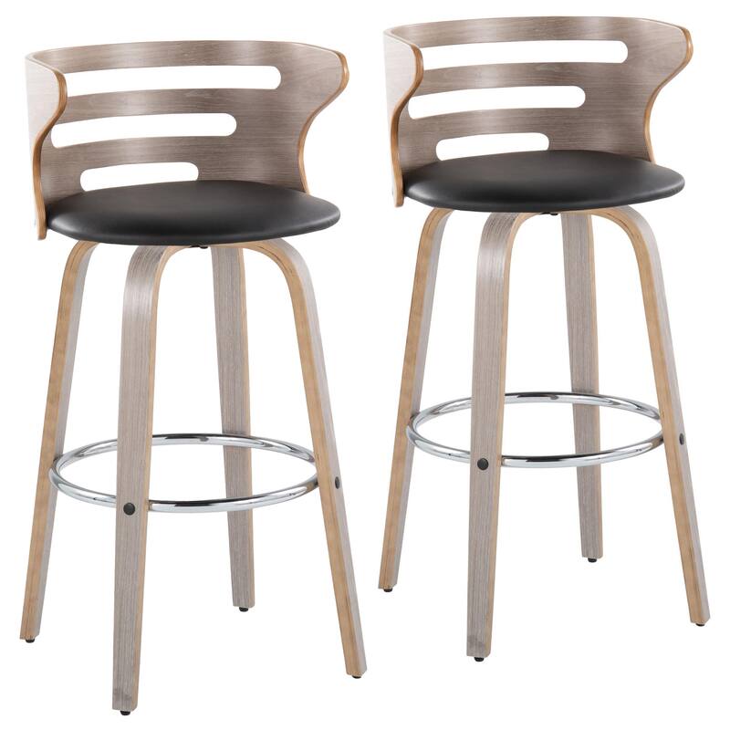 Carson Carrington Cranagh 30" Fixed-Height Bar Stool with Bent Wood Legs & Round Footrest (Set of 2)
