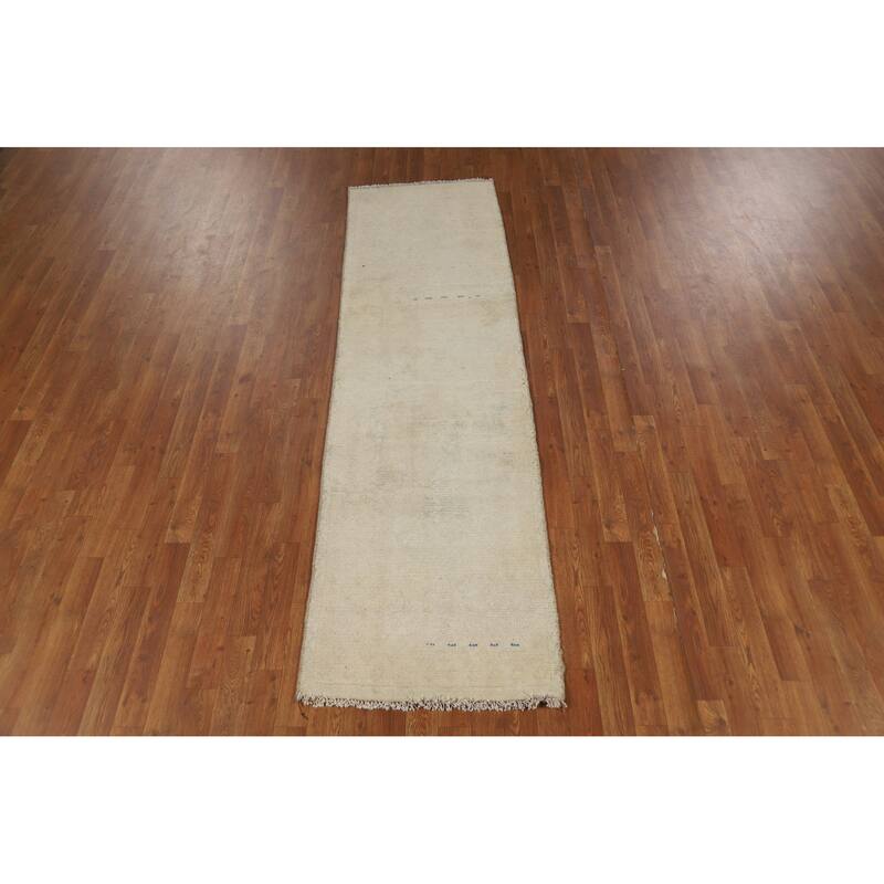 Hand Knotted Oriental 100% Wool Carpet Traditional Distressed Beige & Ivories Tabriz Runner Rug - 8' 3'' X 2' 4''