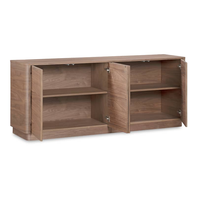 Title: NADAAL STUDIOS Odette Sideboard, Walnut Veneer with Rubber Wood Base, 3 Doors, 2 Drawers, Brown