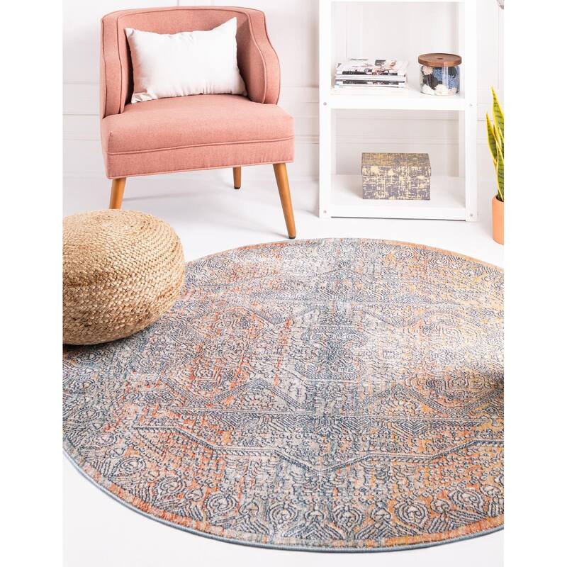 Traditional Haifa Collection Area Rug - Multi - 7' Round