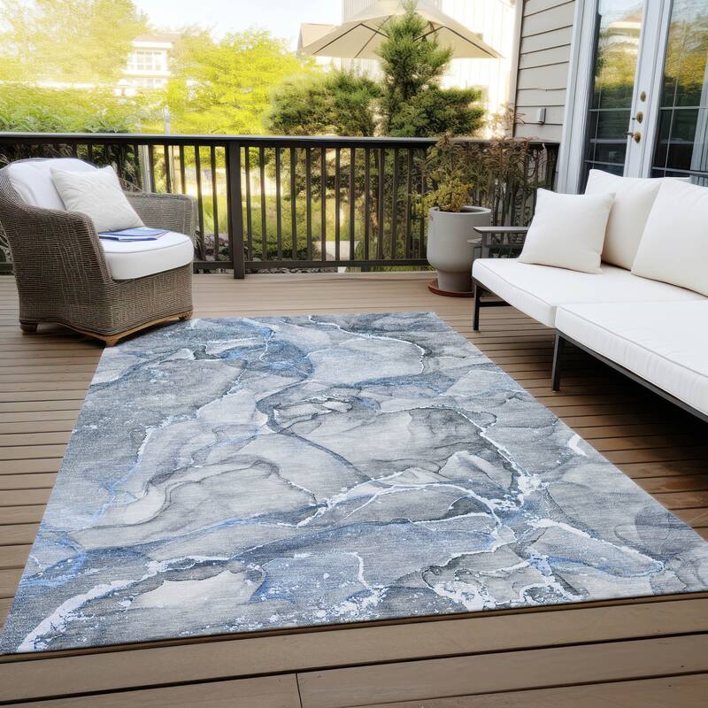 Alto Modern Art-Inspired Weather Resistant Blended Style Outdoor Rug