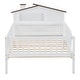 preview thumbnail 6 of 16, Twin Size Wood Platform Bed with House-shaped Headboard, LED, and Built-in Storage, White