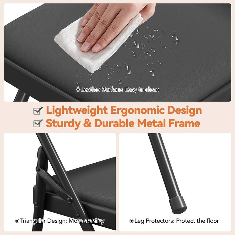 4-Piece Folding Chair Set for Indoor and Outdoor, Room, Restaurant, Patio