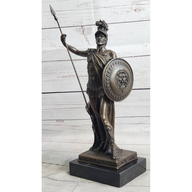 Spartan Greek King Leonidas 300 Hoplite Warrior Hero Bronze Sculpture Statue Marble Base