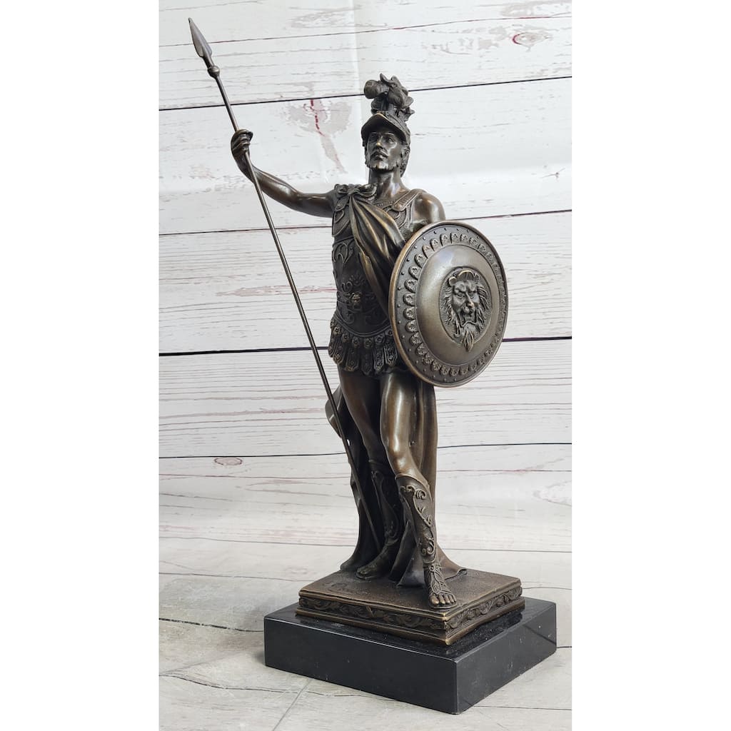 Spartan Greek King Leonidas 300 Hoplite Warrior Hero Bronze Sculpture Statue Marble Base