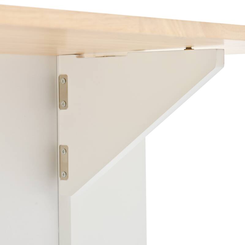Open Rolling Kitchen Island on Wheels with Drop Leaf and Power Outlet