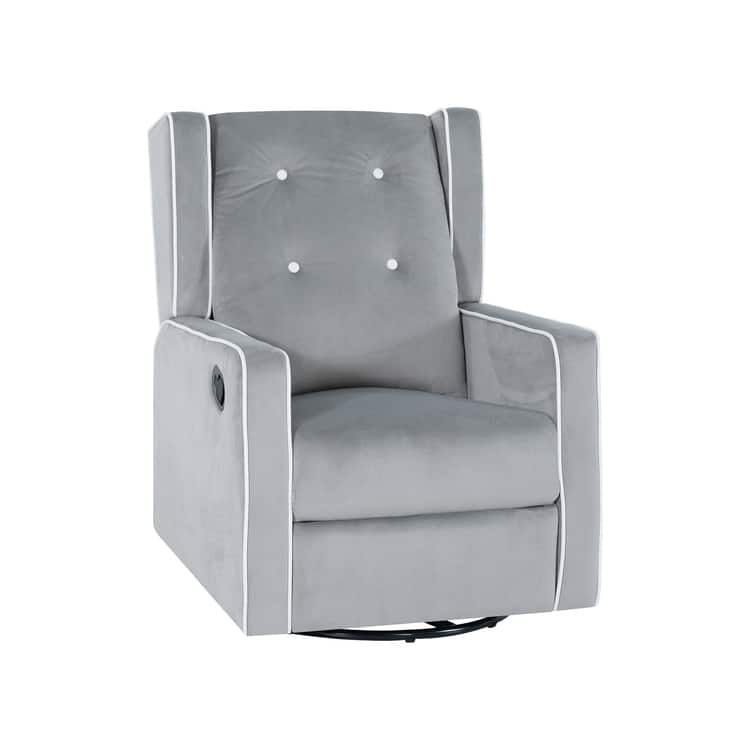 Octavia Solid Wood Microfiber Swivel Glider Rocker Recliner Chair, For Living Room, Bed Room