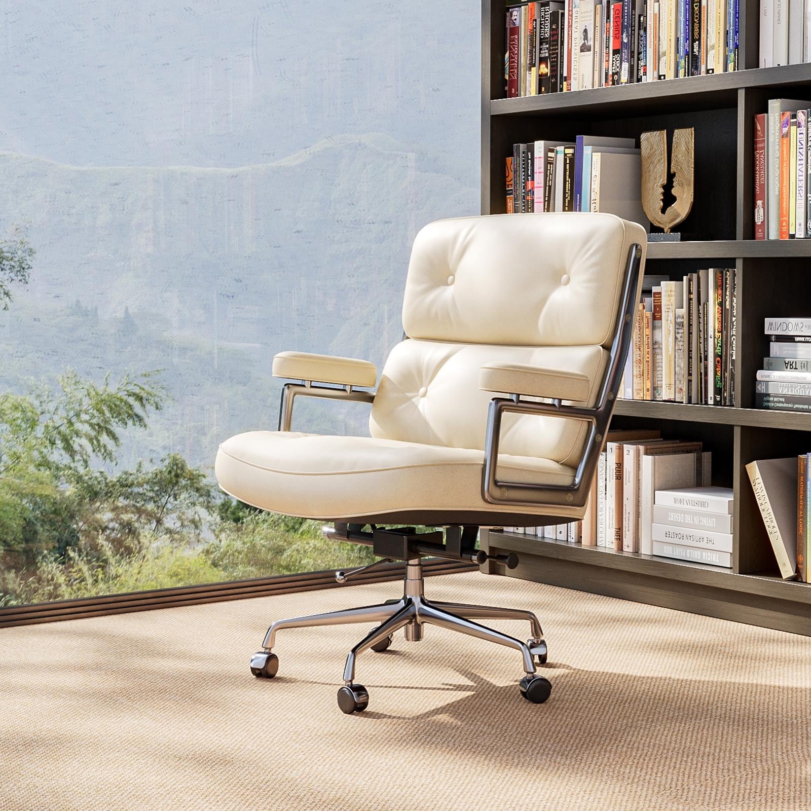 Mid-Back Ergonomic Executive Lobby Chair with Lumbar Support