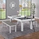 preview thumbnail 2 of 3, Laguna Indoor/Outdoor 8ft Slate Pool Table Dining Set with 2 Benches & Accessories, White Finish White/Grey