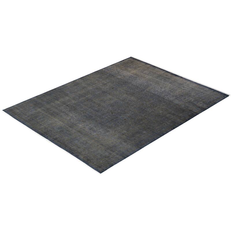 Overton Hand Knotted Wool Vintage Inspired Modern Contemporary Overdyed Gray Area Rug - 7' 10" x 10' 4"