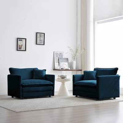 High-end Chenille Upholstered Armchairs with Toss Pillow 2PCS