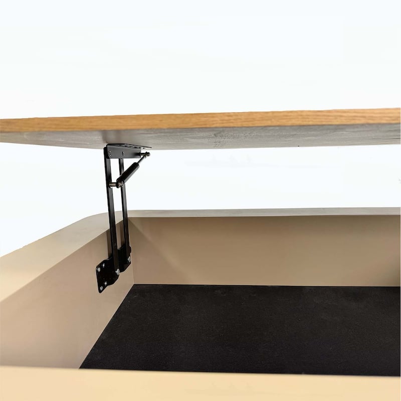 Contemporary Fluted Wood Grain Design Coffee Table with Storage,Adjustable Height,for Living Spaces