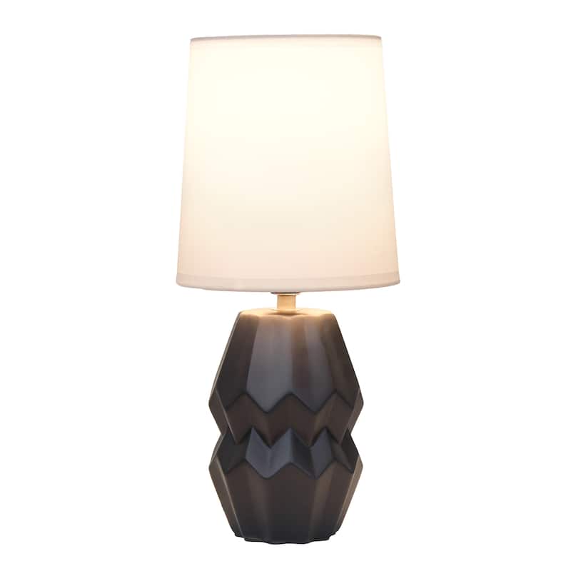 Ceramic Geometric Table Lamp with Fabric Shade for Bedroom - 6 x 6 x 13 in. (L x W x H)