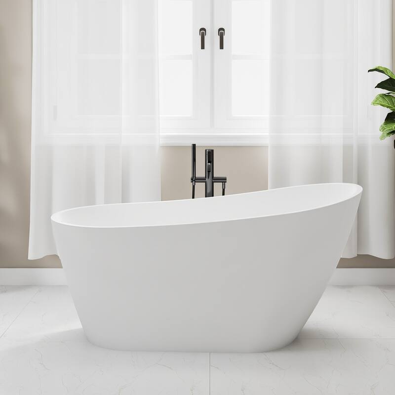 59.06 in. x 29.53 in. Acrylic Freestanding Soaking Bathtub in Gloss white - Gloss White - 59.06'' x 29.53'' x 28.35''