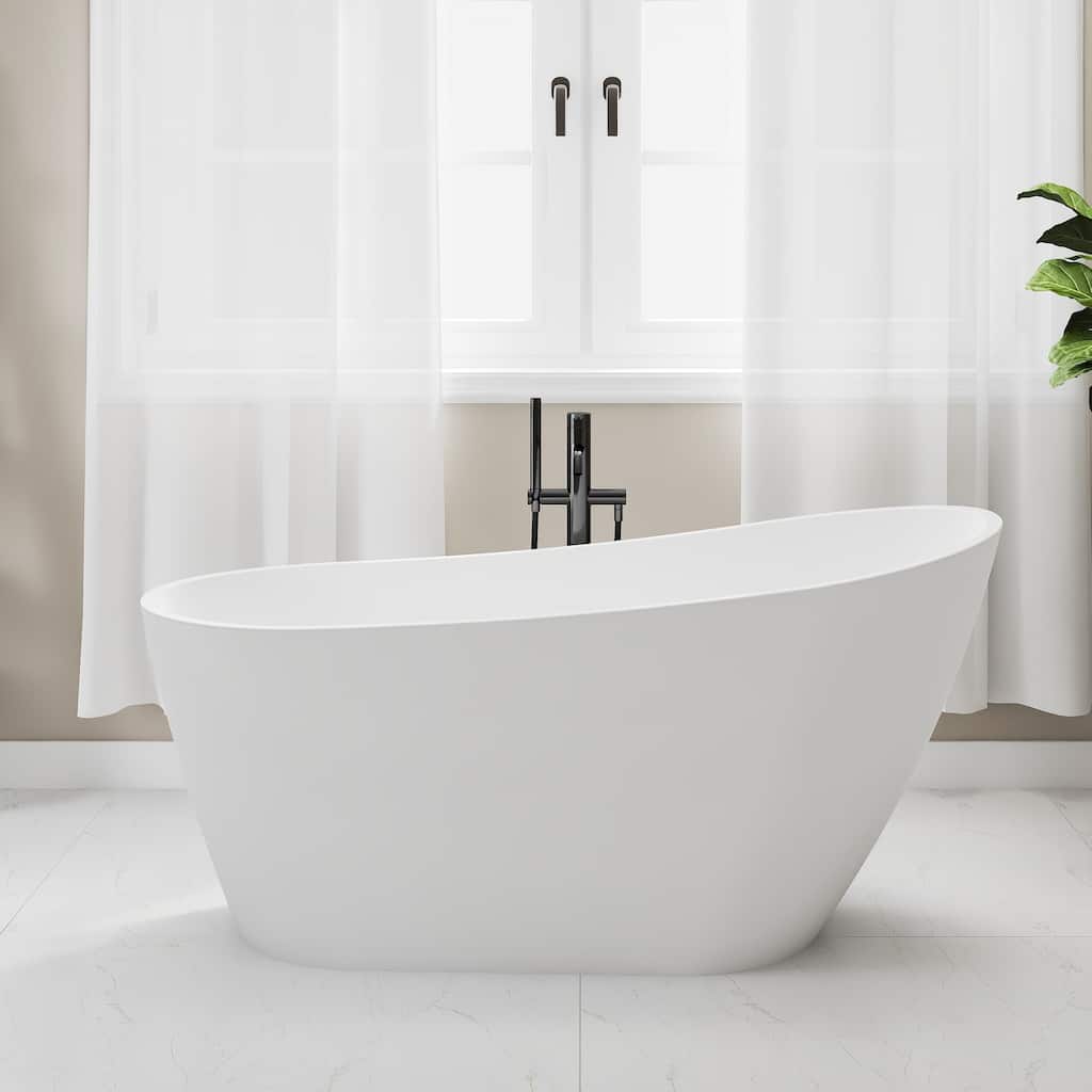 59.06 in. x 29.53 in. Acrylic Freestanding Soaking Bathtub in Gloss white