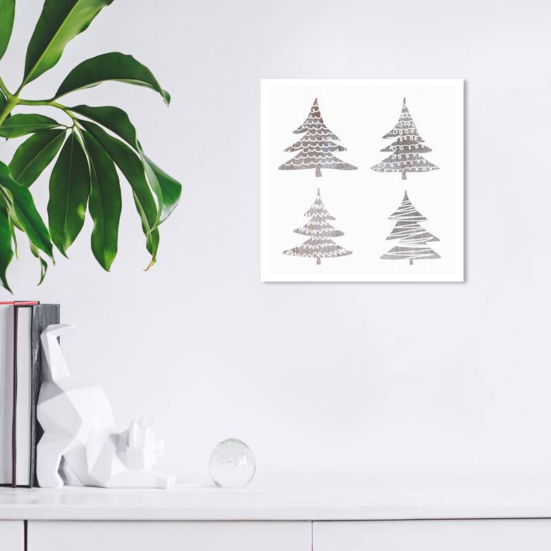 Wynwood Studio Prints Holiday and Seasonal Trees Times Trees White and Light Brown Rustic Wall Art Canvas Print - 12 x 12