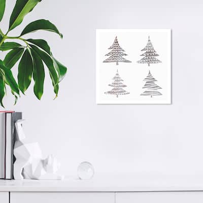 Wynwood Studio Prints Holiday and Seasonal Trees Times Trees White and Light Brown Rustic Wall Art Canvas Print