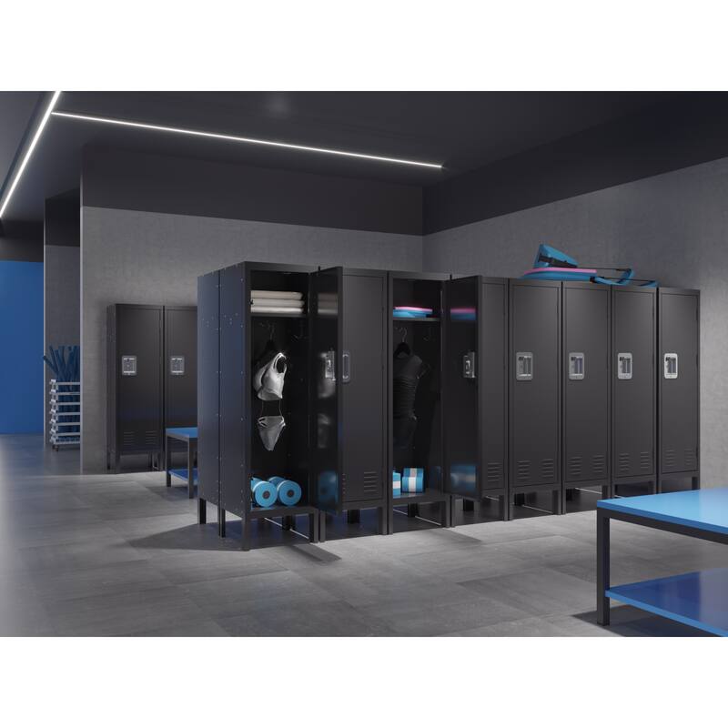Roomfitters 1 Door Tall Metal Storage Locker, Retro Industrial Steel Cabinet for Gym Office or Bedroom - Black