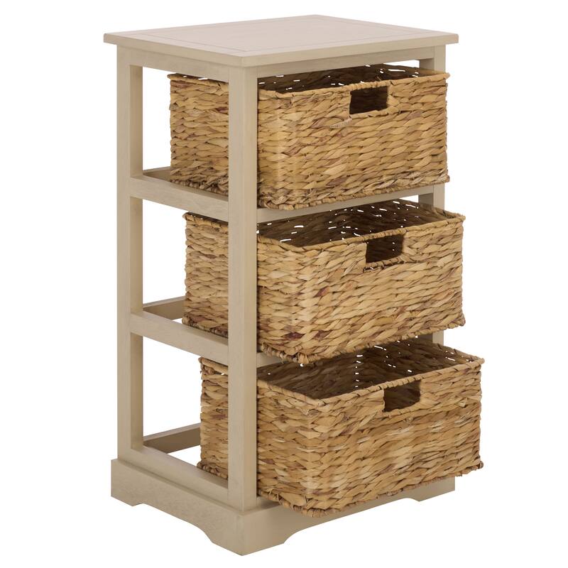 SAFAVIEH Evaline Distressed Black 3 Wicker Basket Storage Unit - 17.3" x 13.4" x 29.5" - 17"W x 13"D x 30"H