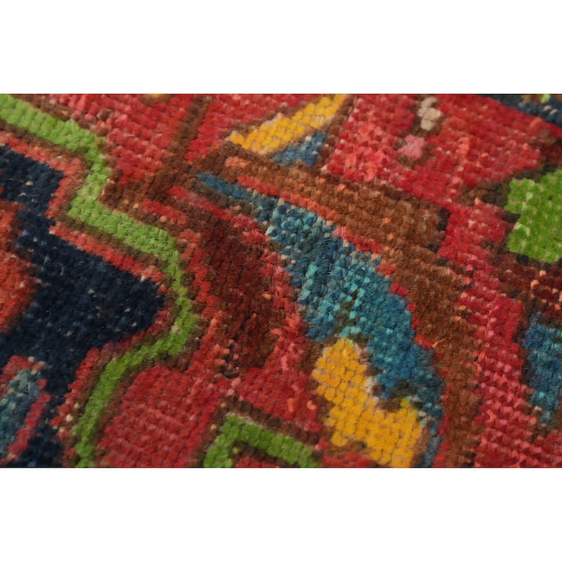Hand Knotted Oriental 100% Wool Carpet Traditional Floral Red Tabriz Runner Rug - 11' 1'' X 3' 1''