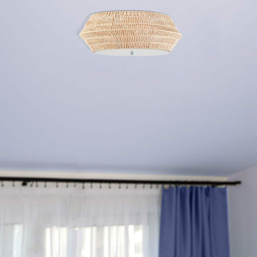 INK+IVY Mililani Boho Bamboo Flush Mount Ceiling Light