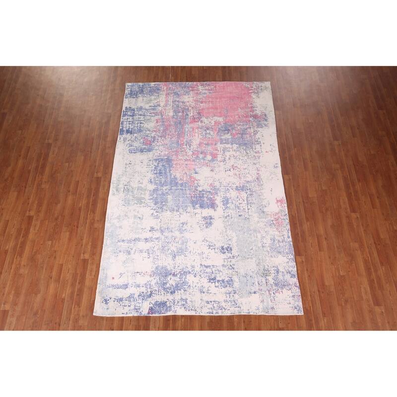 All-Over Abstract Contemporary Rug Hand-Knotted Bedroom Wool Carpet - 6'7"x 10'2"