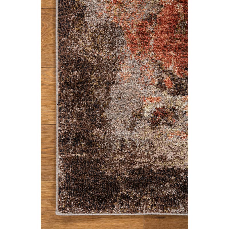 Olympia Collection Brown/Beige Abstract Design Area Rug