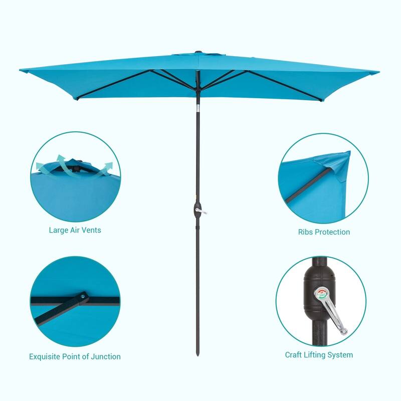 Bonosuki 10 x 6.5ft Patio Rectangular Umbrella with Tilt and Crank