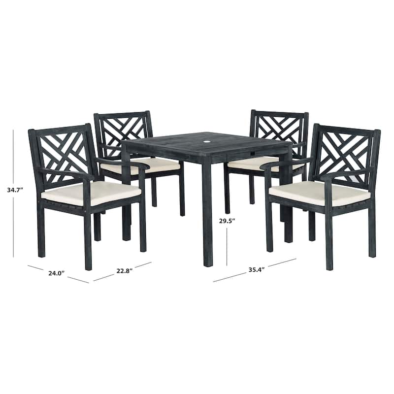 SAFAVIEH Outdoor Mali Acacia Wood 5-Piece Dining Set - 35Wx35Dx30H