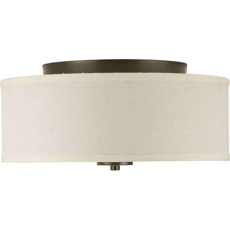 Roseto Zoe 2 Light Flush Mount Drum Ceiling Fixture with Fabric Linen