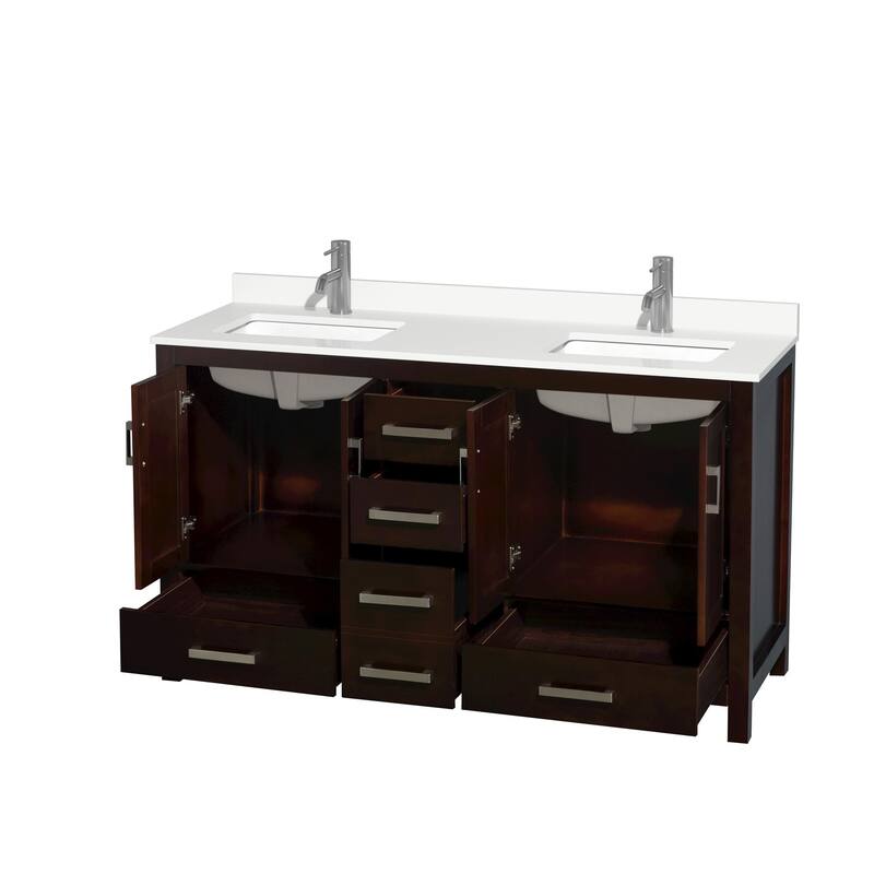 Sheffield 60-inch Double Vanity, Single Hole Quartz Top