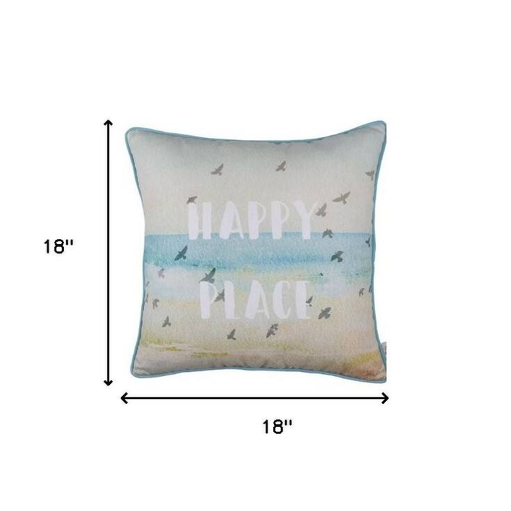 HomeRoots 18" Blue Square Decorative Throw Pillow Cover