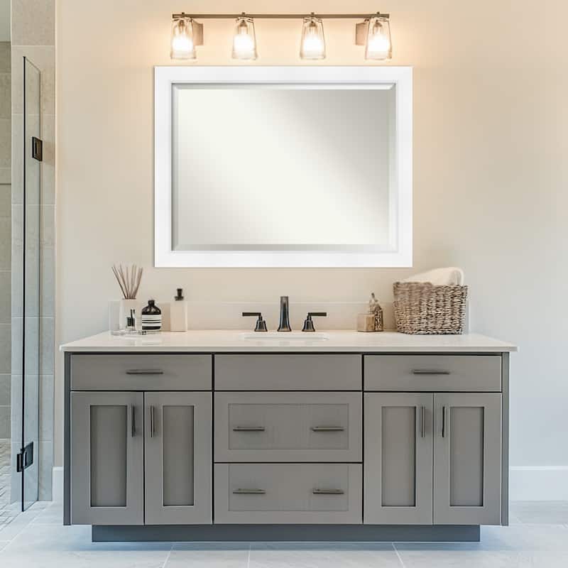 Sloped Beveled Framed Bathroom Vanity Wall Mirror