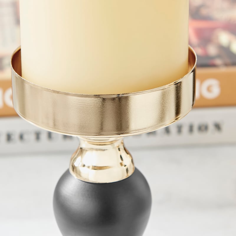 Danya B. Talia Black and Gold Candlestick Taper Candle Holders - Set of 3