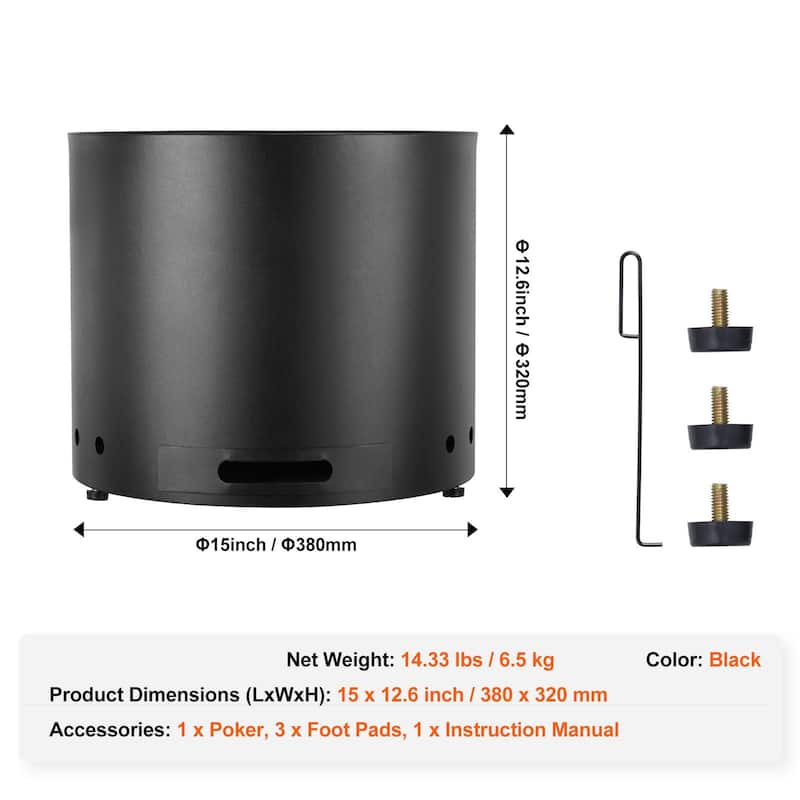 Stainless Steel Smokeless Fire Pit for Patio, Wood Stove
