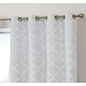 preview thumbnail 1 of 38, HLC.me Lattice Flocked 100% Complete Blackout Thermal Insulated Window Curtain Grommet Panels - Set of 2 50 W x 63 L per panel - Set of 2 - White