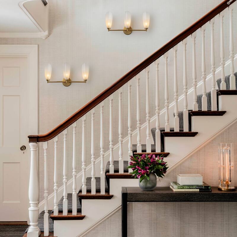 3 Light Gold Bathroom Vanity Light Modern Cloud Glass Shade Hallway - W-21.46 in.