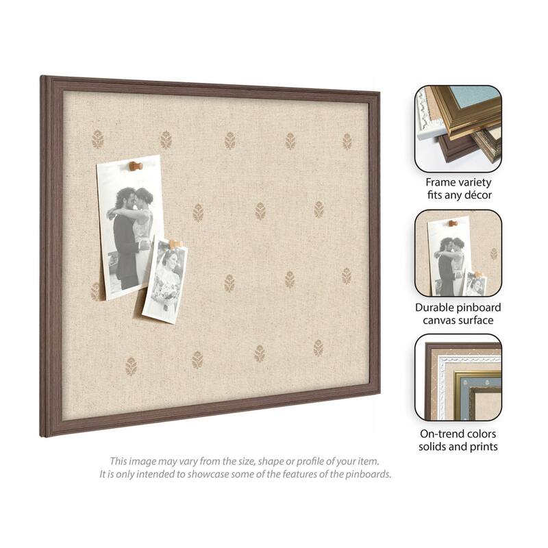 Kate and Laurel Pinboard Beige Botanical Block Print