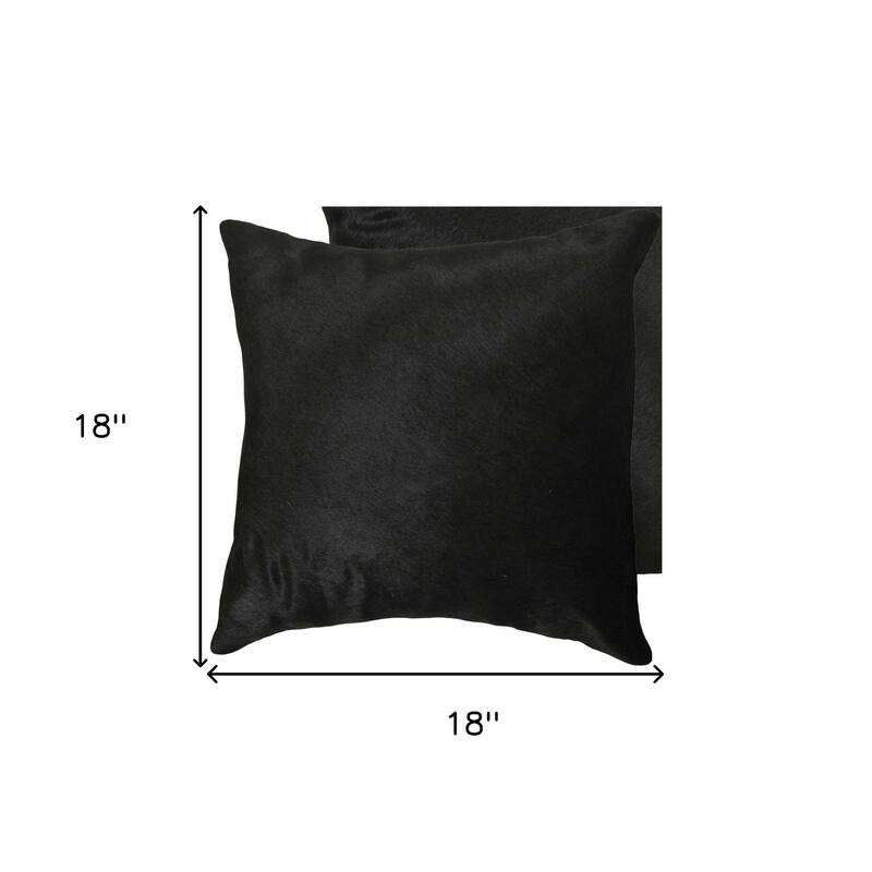HomeRoots Set of Two 18" Black Cowhide Throw Pillows