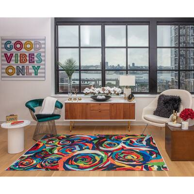Maisie Modern & Contemporary Abstract Coming Up Roses Area Rug By Elizabeth Sutton