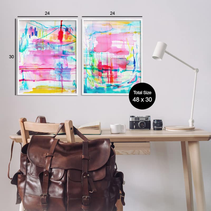 Stupell Vibrant Chaos Abstractions Framed Giclee Art Design By Gemma Bardot (Set of 2)