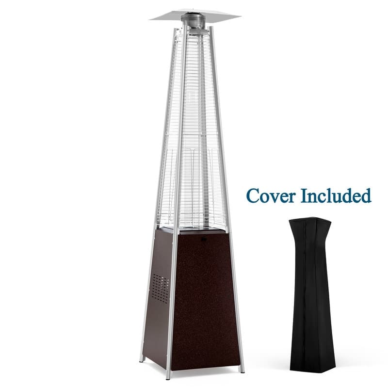 Pamapic 42,000 BTU Outdoor Pyramid Flame Patio Heater with Cover, Wheels
