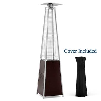 Pamapic 42,000 BTU Outdoor Pyramid Flame Patio Heater with Cover, Wheels