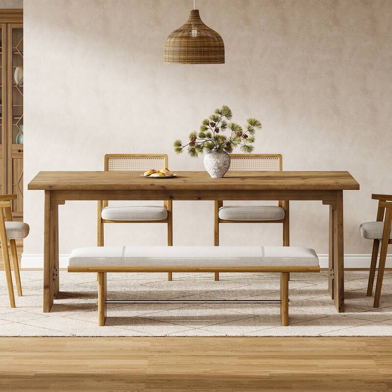 70.9" Solid Wood Dining Table, Kitchen Table for 6-8 with Unique Base