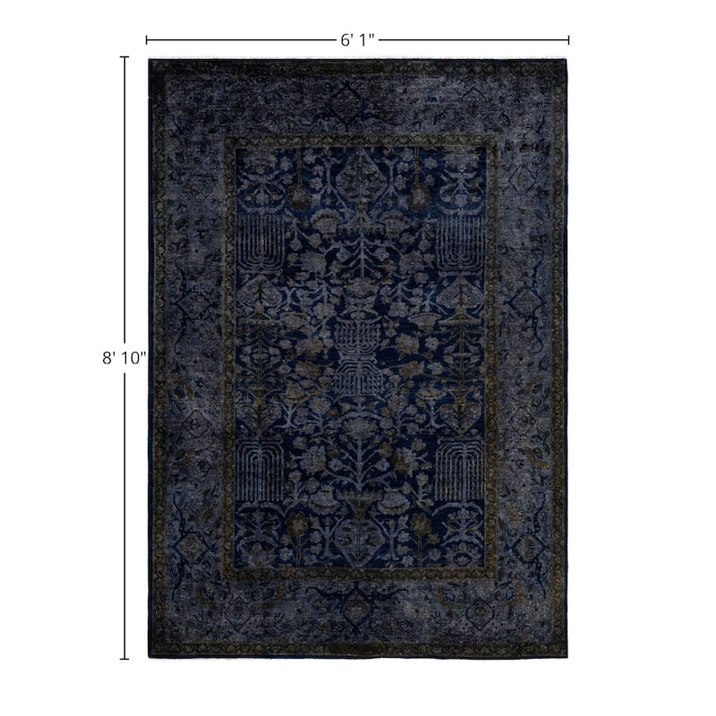 Overdyed One-of-a-Kind Hand-Knotted Area Rug - Navy - 6' 1" x 8' 10"