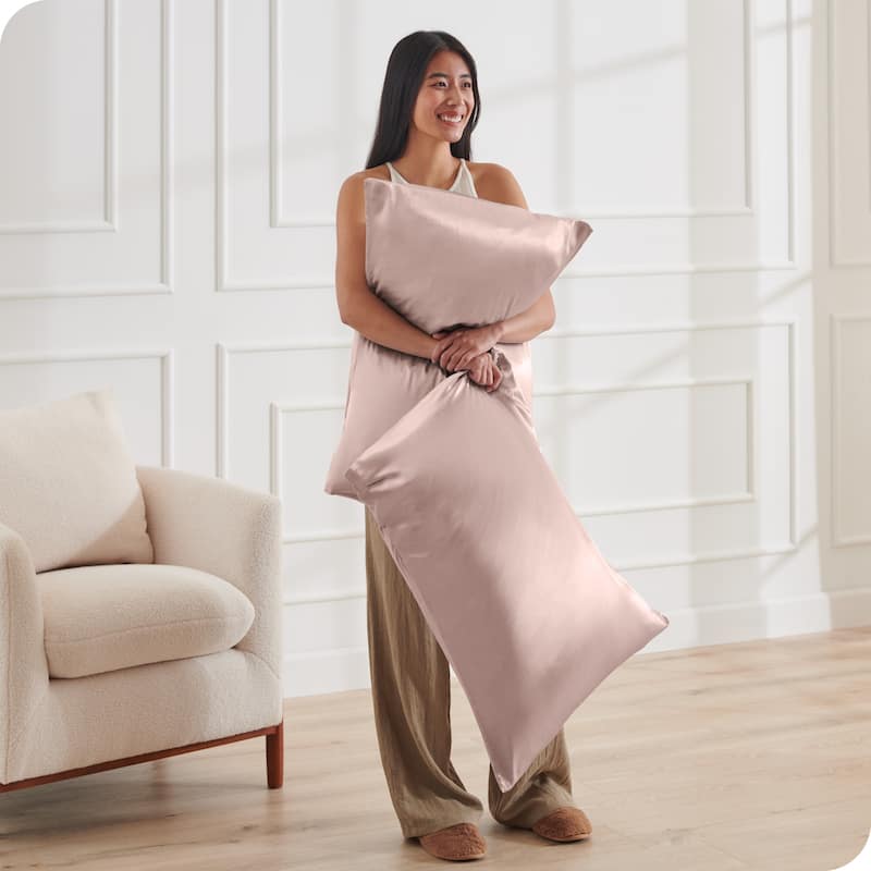 Bare Home Poly Satin Pillowcase Set for Hair and Skin (Set of 2)