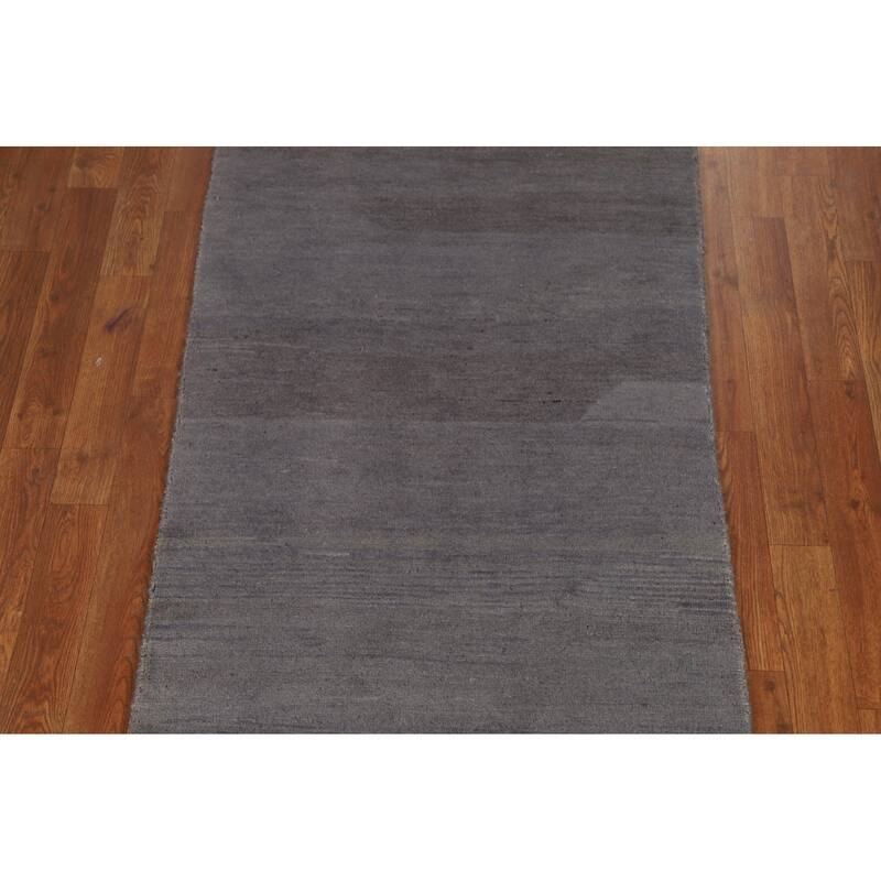 Blue & Grey Gabbeh Oriental Runner Rug Handmade Wool Carpet - 2'8"x 8'0"
